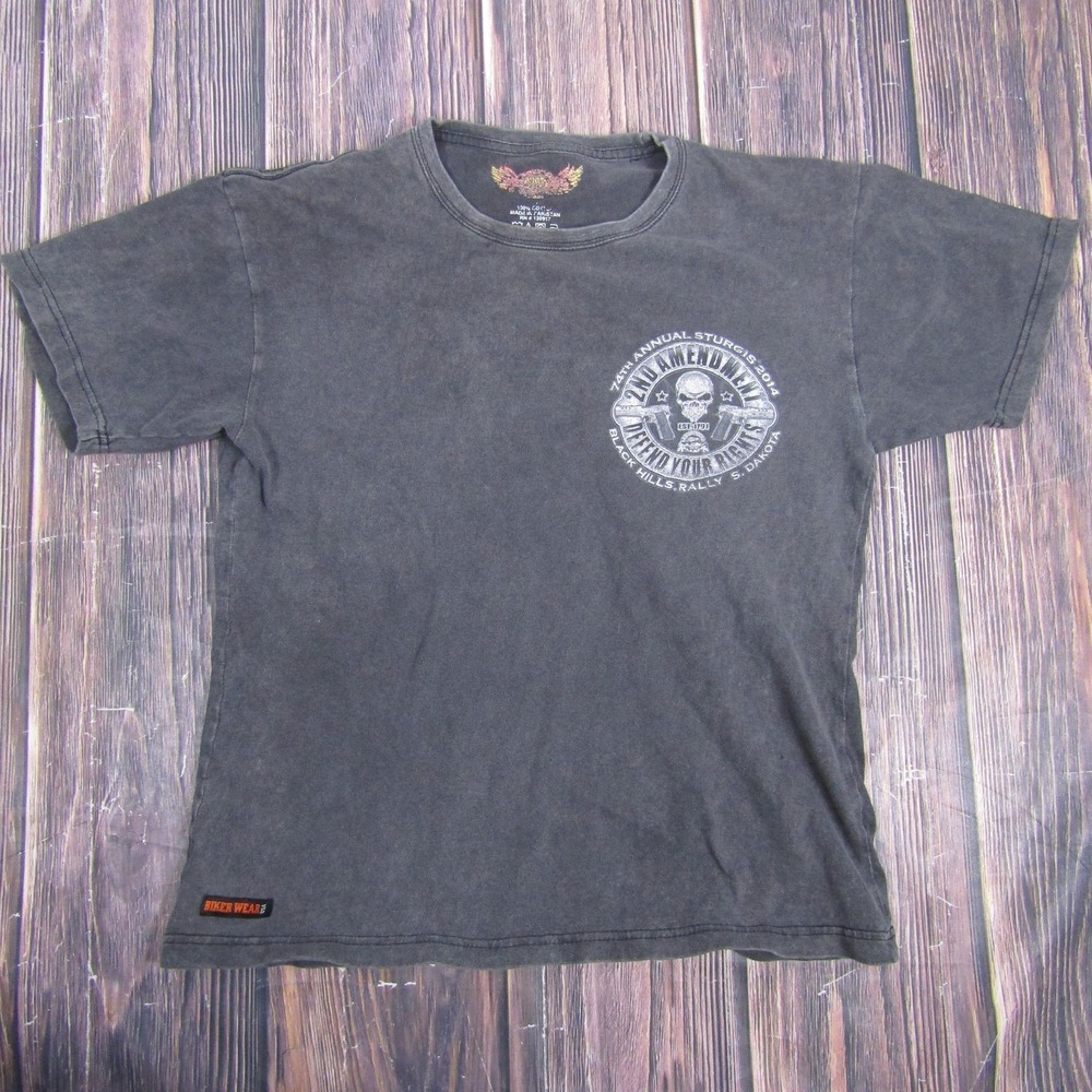 Sturgis 2nd Amendment Shirt Mens Medium Black 2014 Rally Skull Bike Graphic